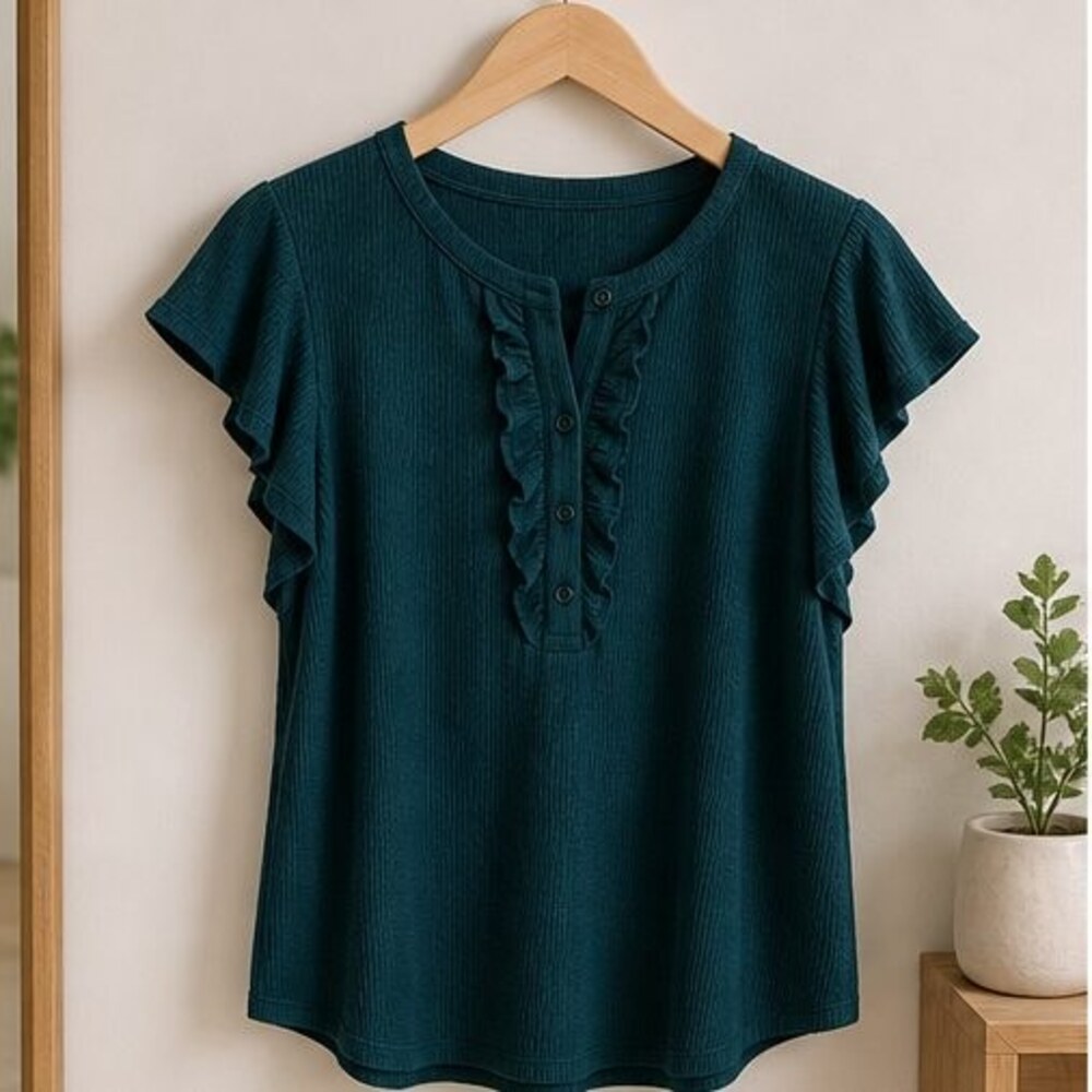 Teal Smocked Top